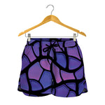 Purple Stained Glass Mosaic Print Women's Shorts