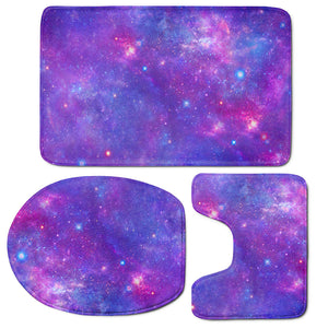 Purple Stardust Cloud Galaxy Space Print 3 Piece Bath Mat Set