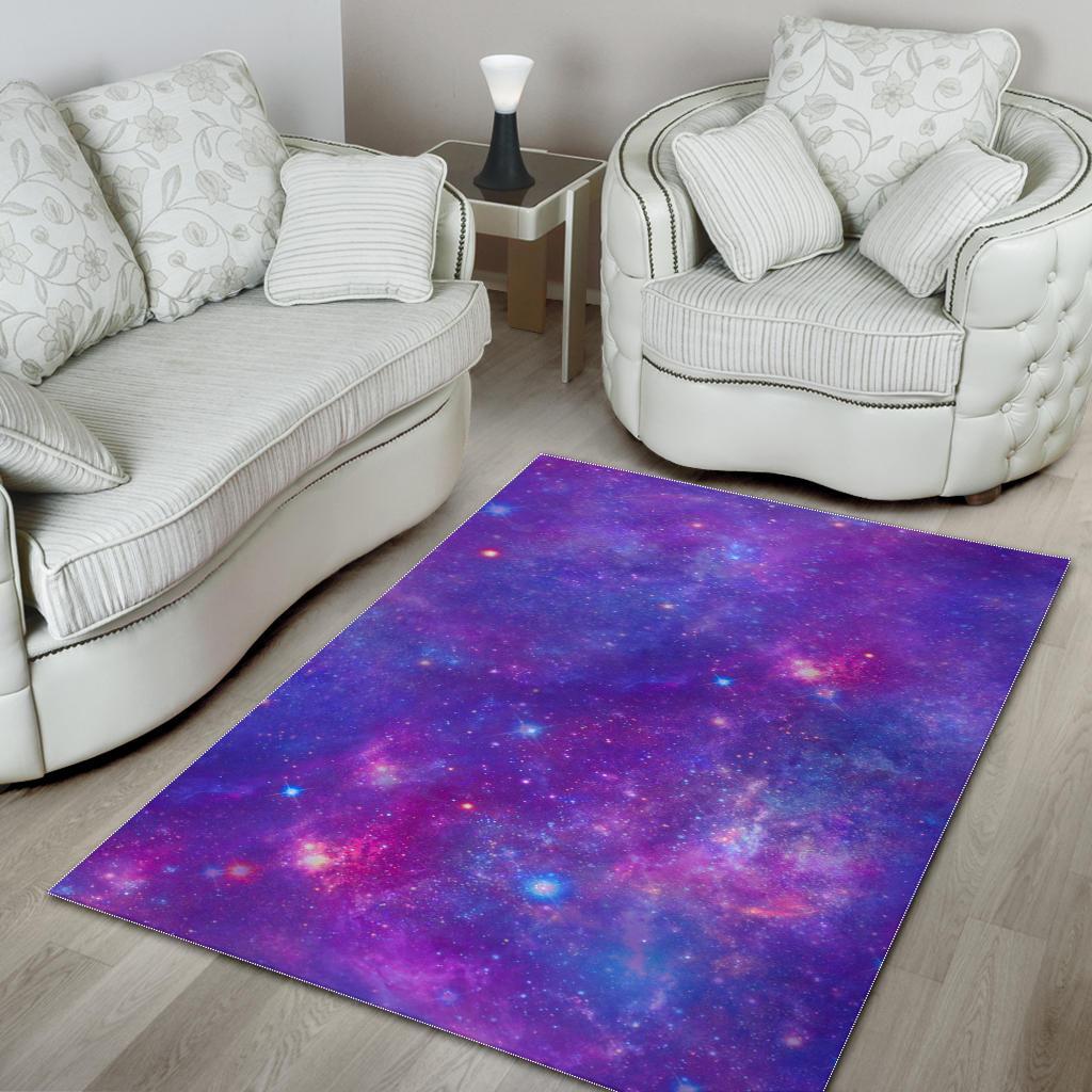 Purple Stardust Cloud Galaxy Space Print Area Rug GearFrost