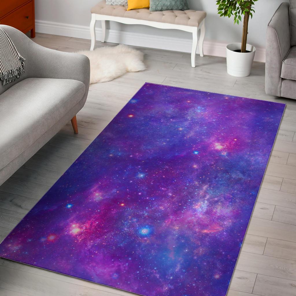 Purple Stardust Cloud Galaxy Space Print Area Rug GearFrost