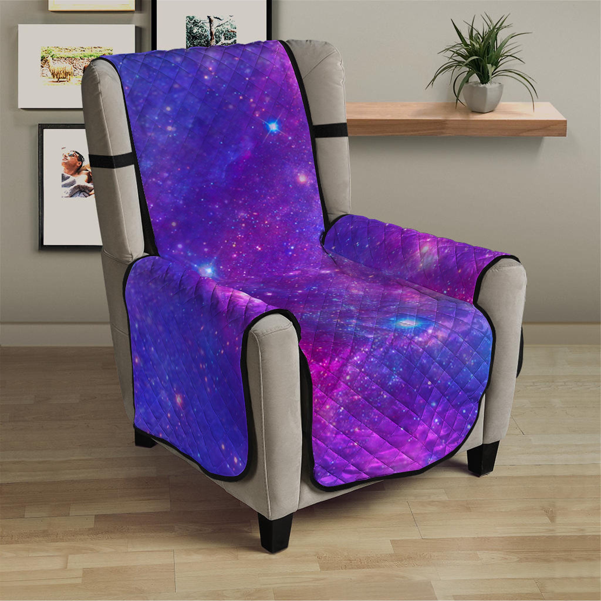 Purple Stardust Cloud Galaxy Space Print Armchair Protector