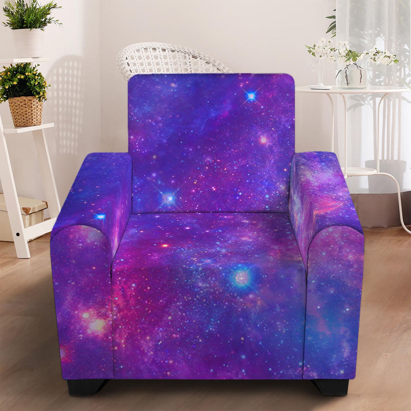 Purple Stardust Cloud Galaxy Space Print Armchair Slipcover