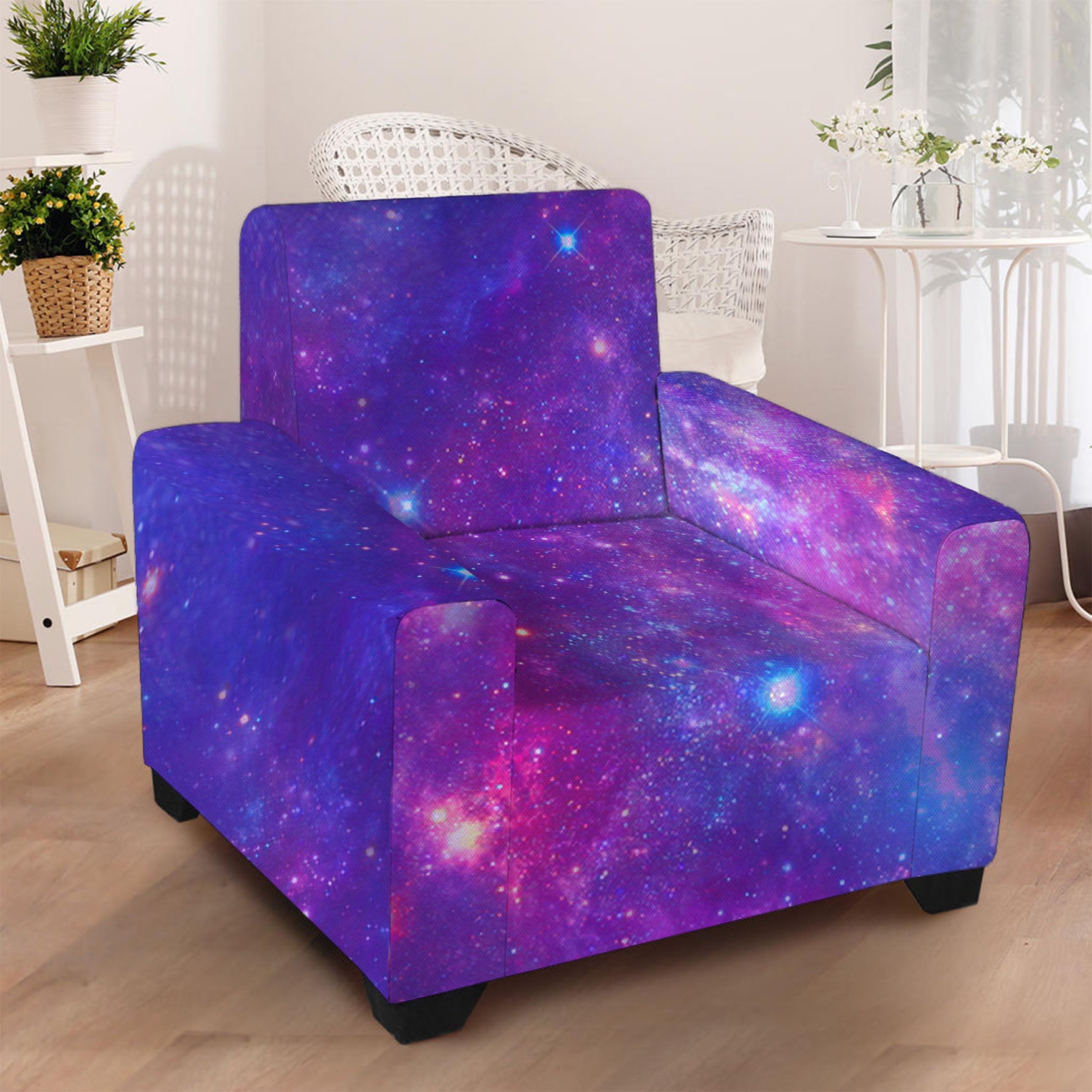 Purple Stardust Cloud Galaxy Space Print Armchair Slipcover