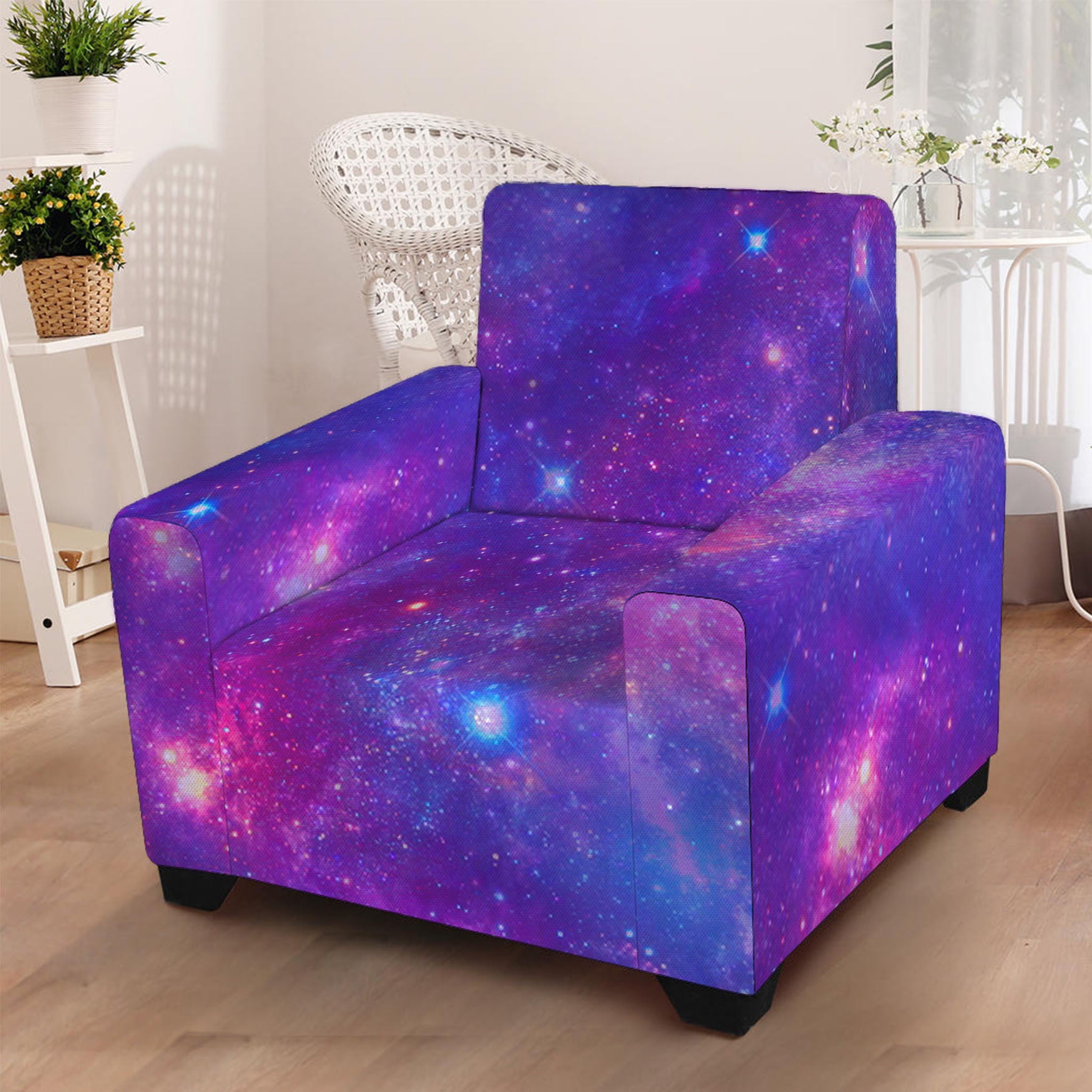 Purple Stardust Cloud Galaxy Space Print Armchair Slipcover