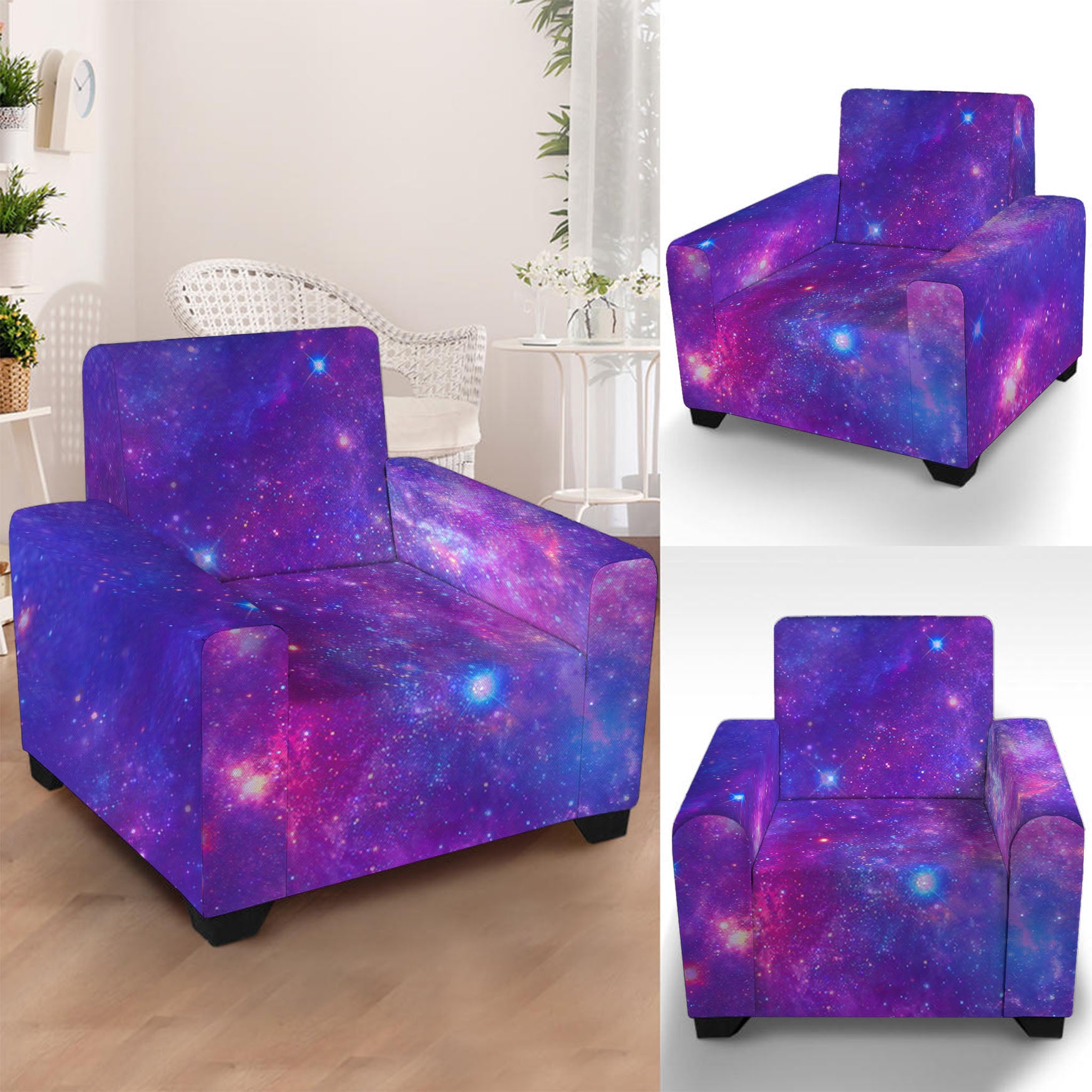 Purple Stardust Cloud Galaxy Space Print Armchair Slipcover