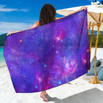 Purple Stardust Cloud Galaxy Space Print Beach Sarong Wrap