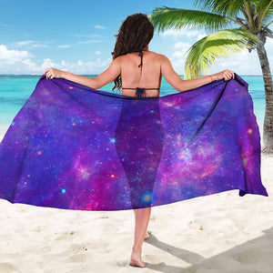 Purple Stardust Cloud Galaxy Space Print Beach Sarong Wrap