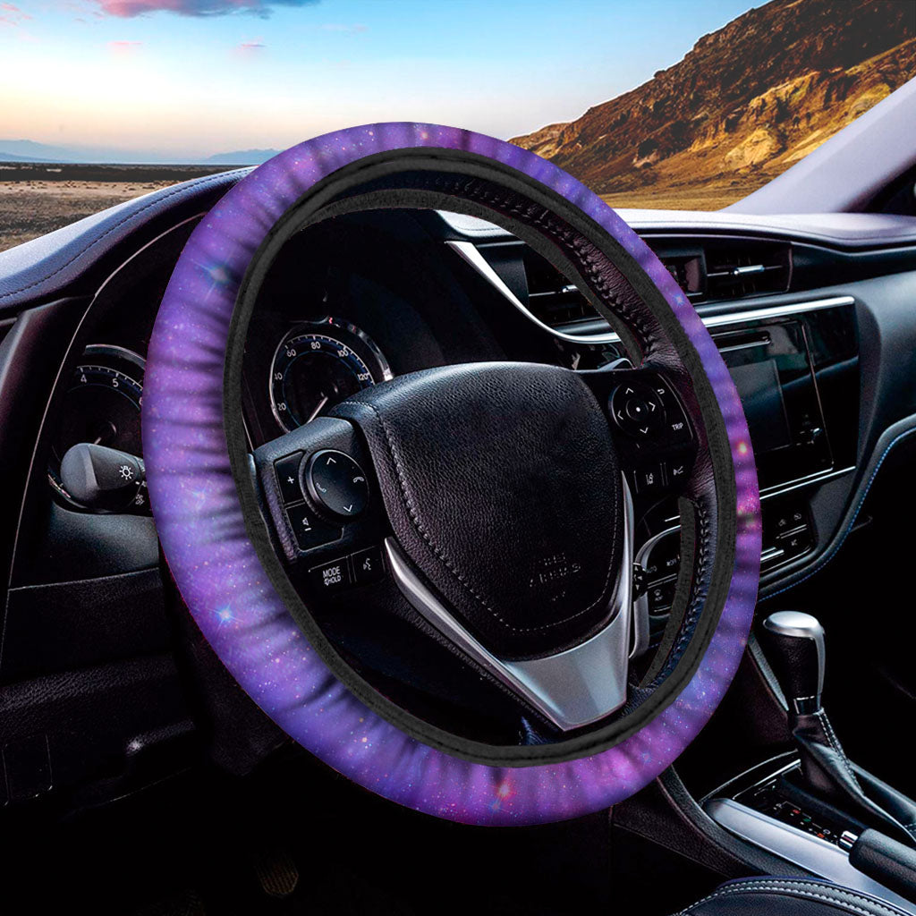 Purple Stardust Cloud Galaxy Space Print Car Steering Wheel Cover