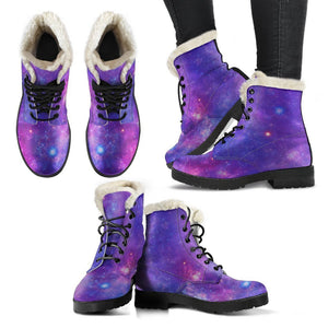 Purple Stardust Cloud Galaxy Space Print Comfy Boots GearFrost