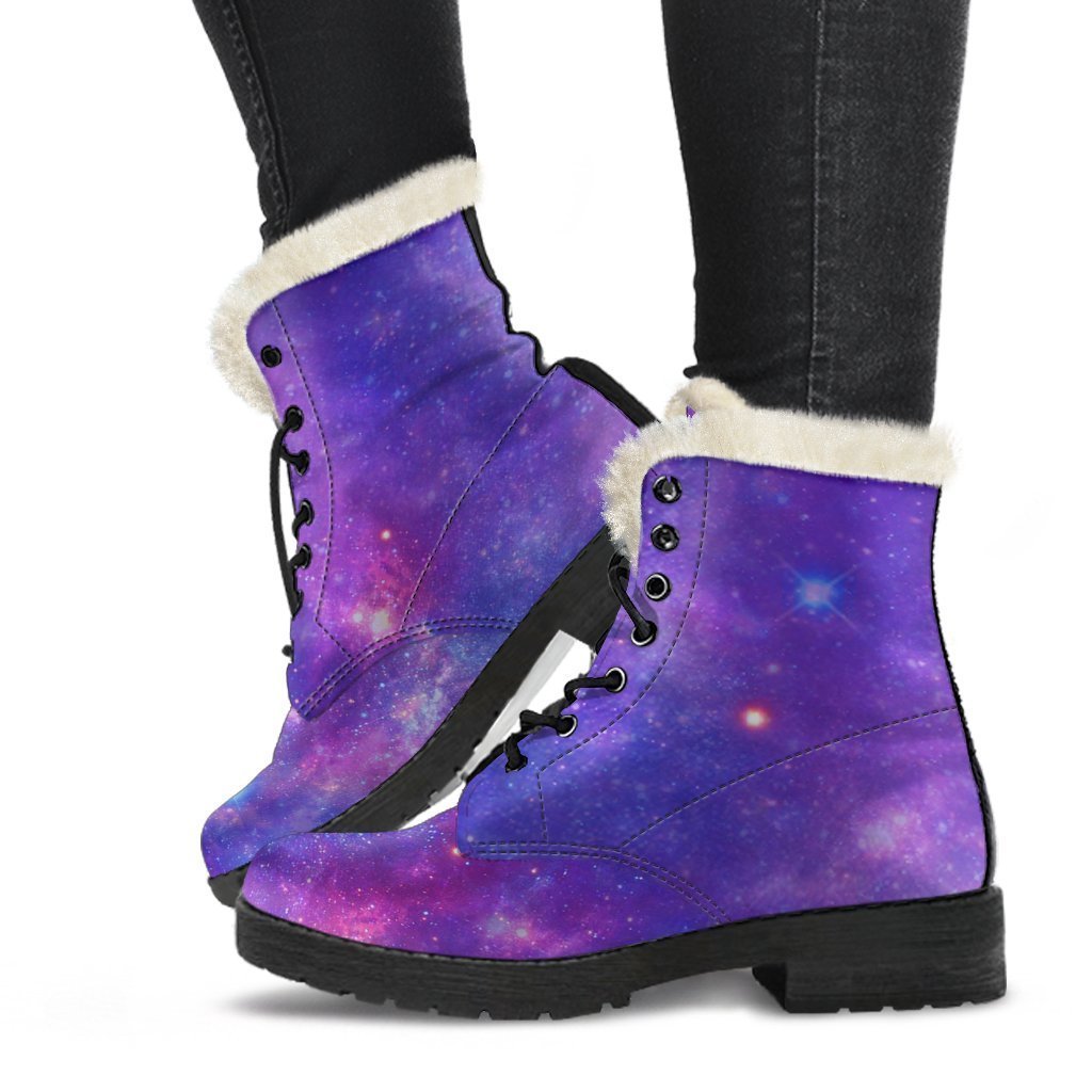 Purple Stardust Cloud Galaxy Space Print Comfy Boots GearFrost