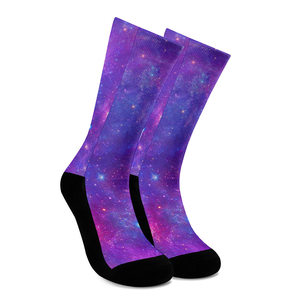 Purple Stardust Cloud Galaxy Space Print Crew Socks