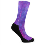 Purple Stardust Cloud Galaxy Space Print Crew Socks