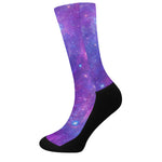 Purple Stardust Cloud Galaxy Space Print Crew Socks