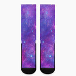 Purple Stardust Cloud Galaxy Space Print Crew Socks