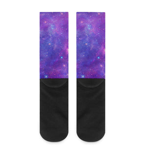 Purple Stardust Cloud Galaxy Space Print Crew Socks