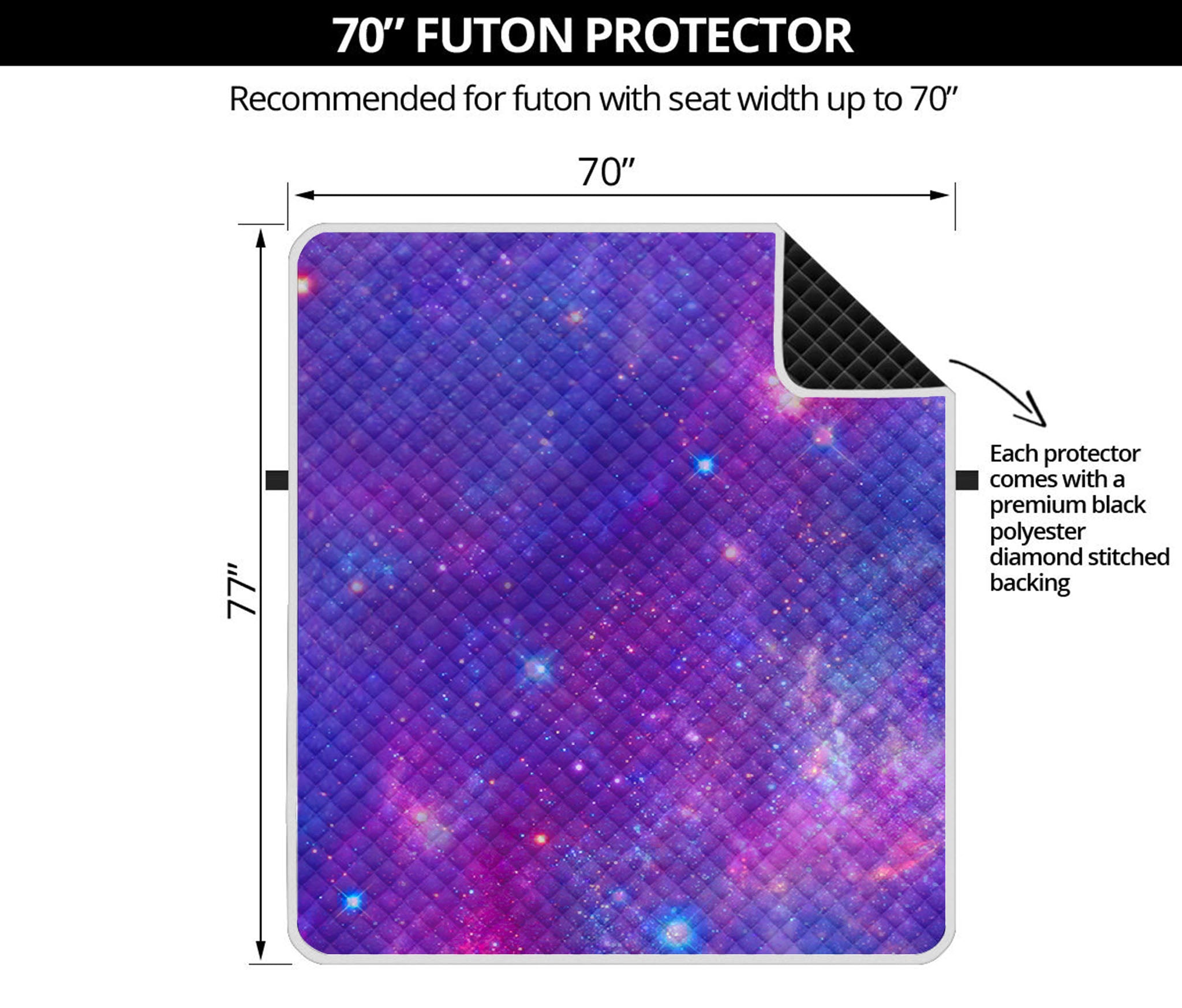 Purple Stardust Cloud Galaxy Space Print Futon Protector