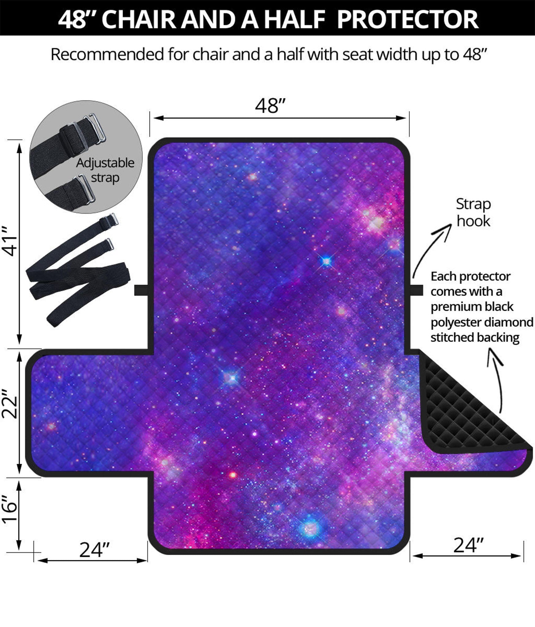 Purple Stardust Cloud Galaxy Space Print Half Sofa Protector