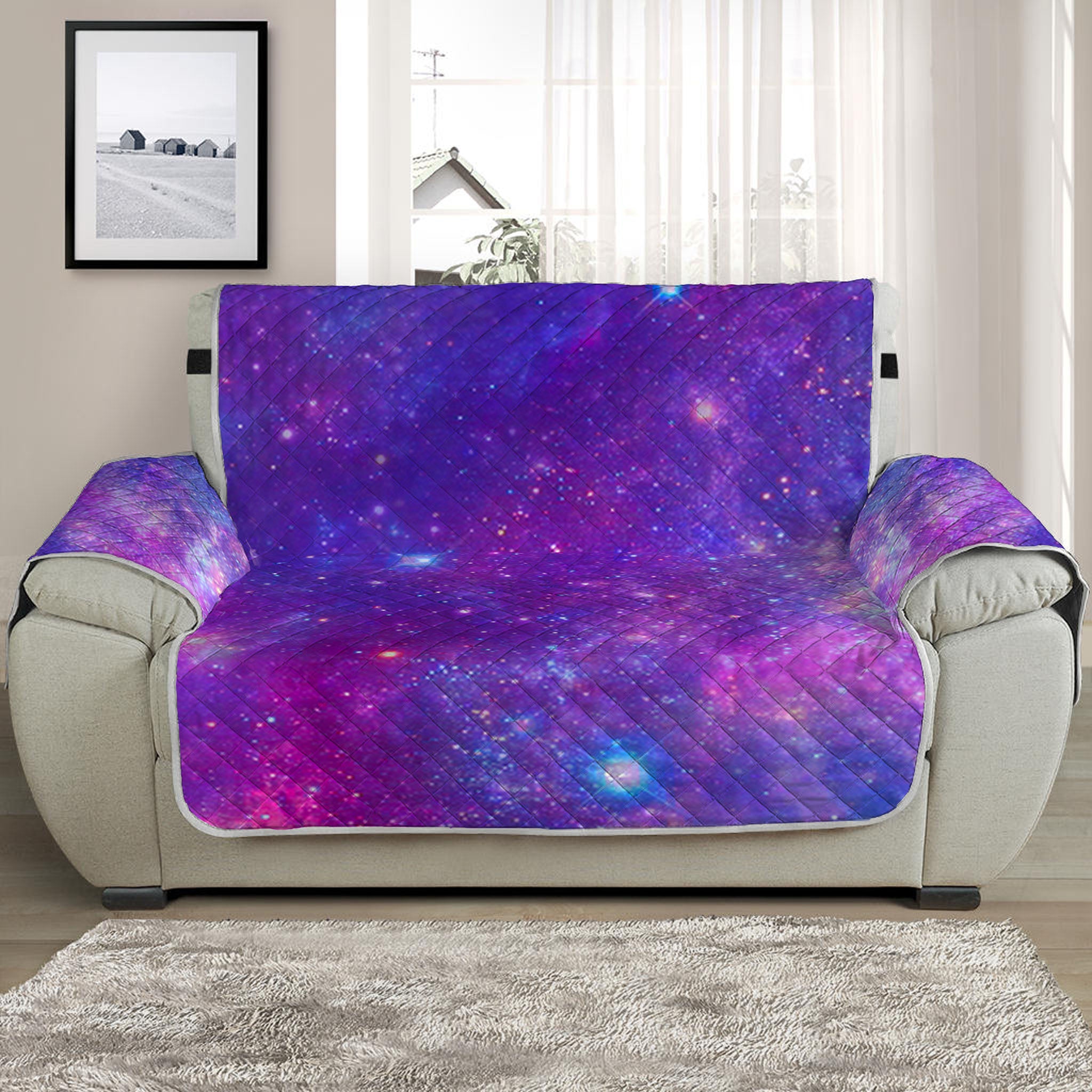 Purple Stardust Cloud Galaxy Space Print Half Sofa Protector