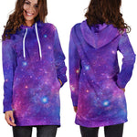 Purple Stardust Cloud Galaxy Space Print Hoodie Dress GearFrost