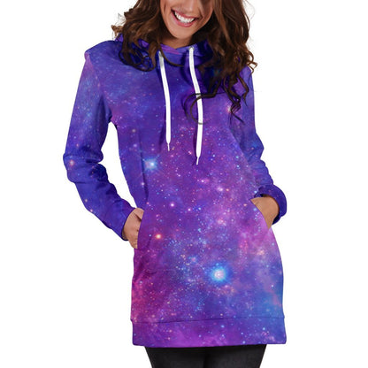 Purple Stardust Cloud Galaxy Space Print Hoodie Dress GearFrost
