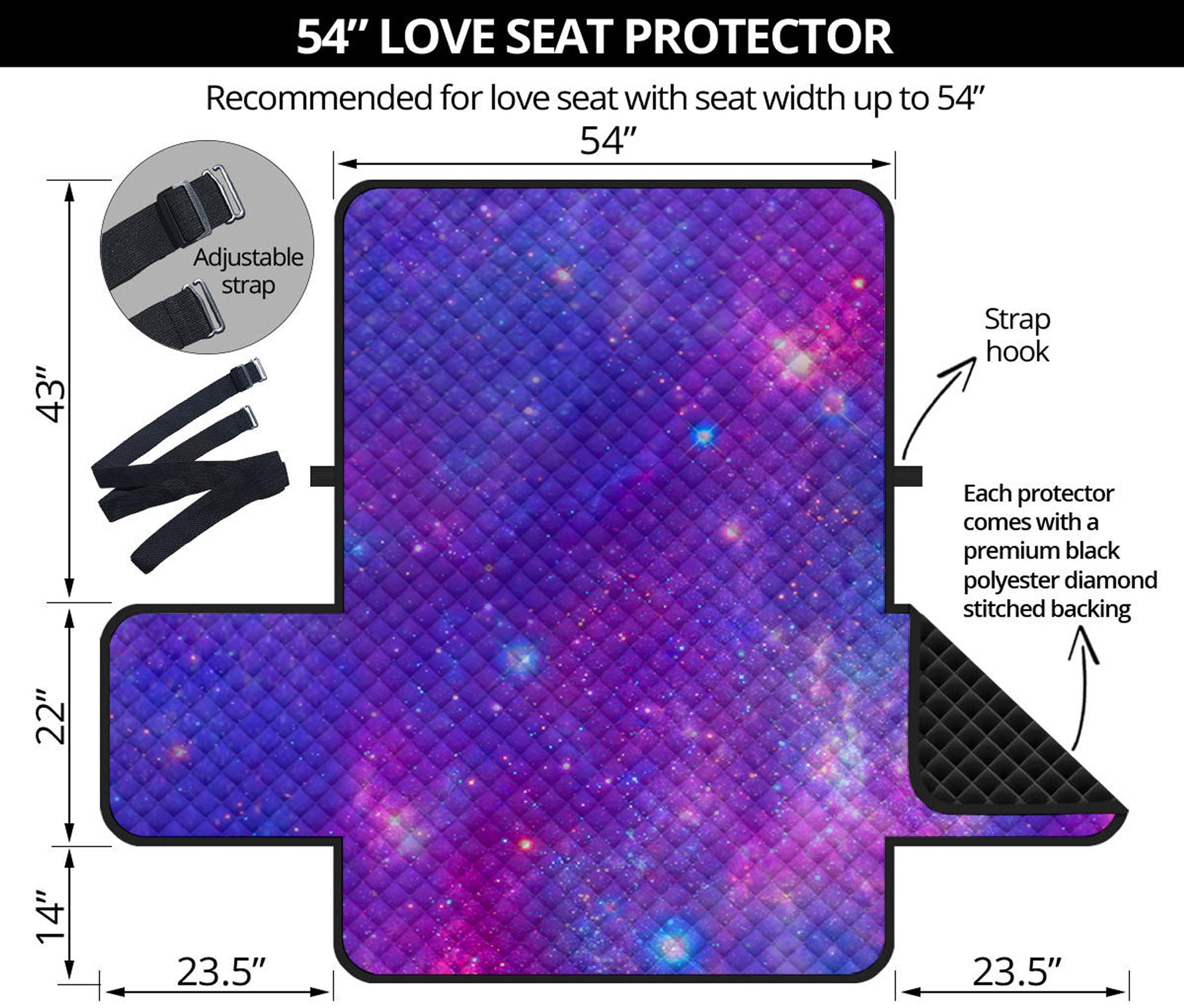 Purple Stardust Cloud Galaxy Space Print Loveseat Protector