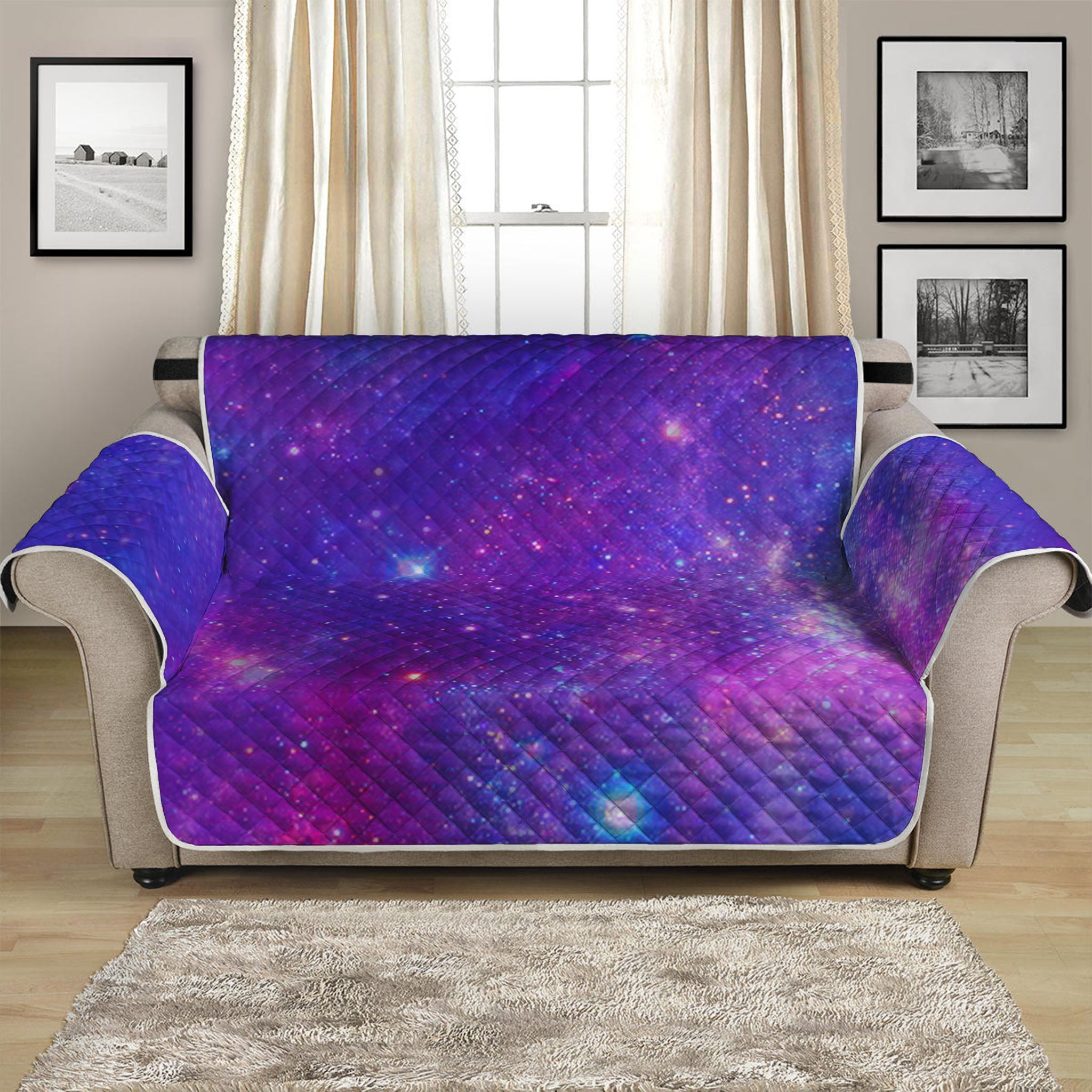 Purple Stardust Cloud Galaxy Space Print Loveseat Protector