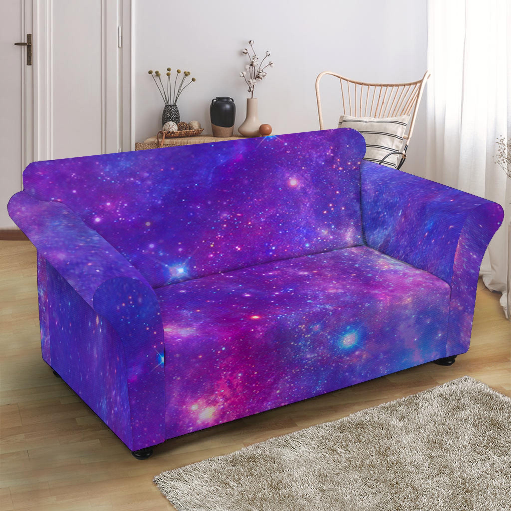 Purple Stardust Cloud Galaxy Space Print Loveseat Slipcover