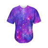 Purple Stardust Cloud Galaxy Space Print Men's Baseball Jersey