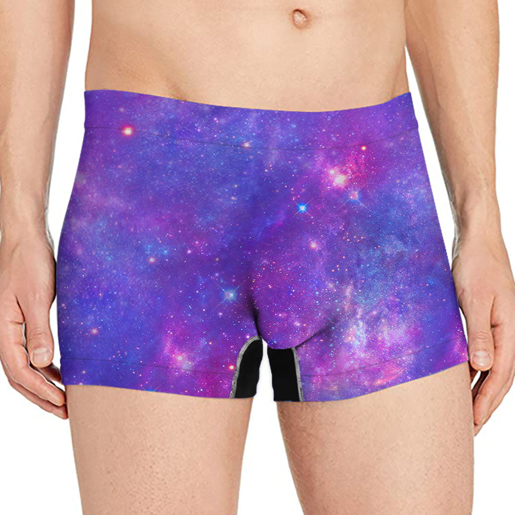 Purple Stardust Cloud Galaxy Space Print Men's Boxer Briefs