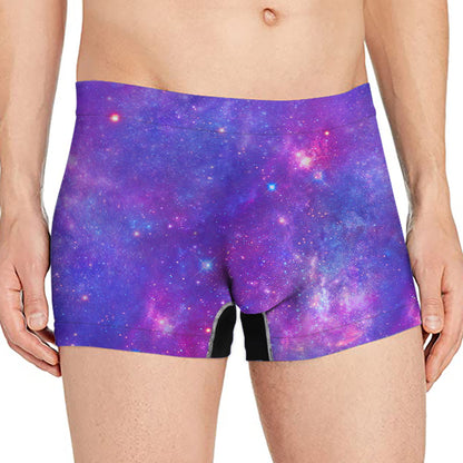 Purple Stardust Cloud Galaxy Space Print Men's Boxer Briefs