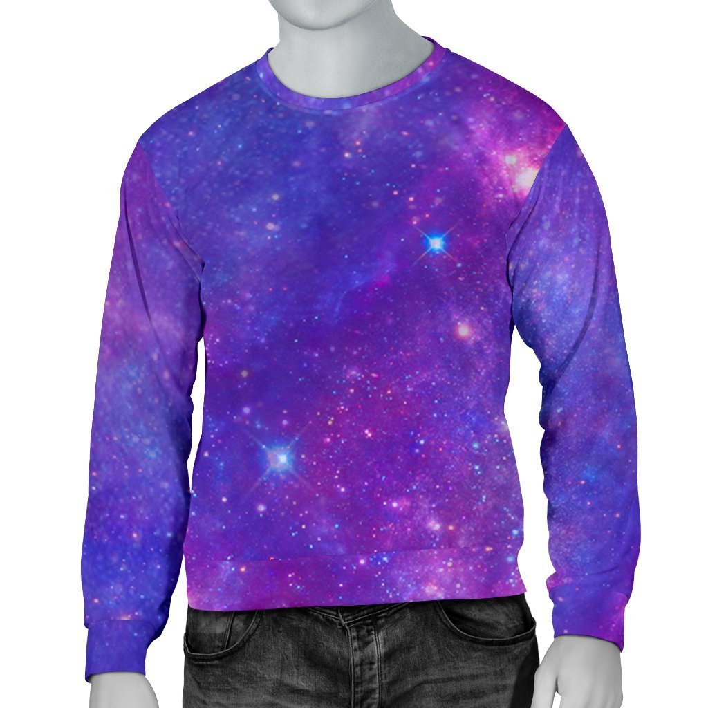 Purple Stardust Cloud Galaxy Space Print Men's Crewneck Sweatshirt GearFrost