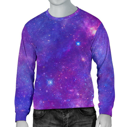 Purple Stardust Cloud Galaxy Space Print Men's Crewneck Sweatshirt GearFrost