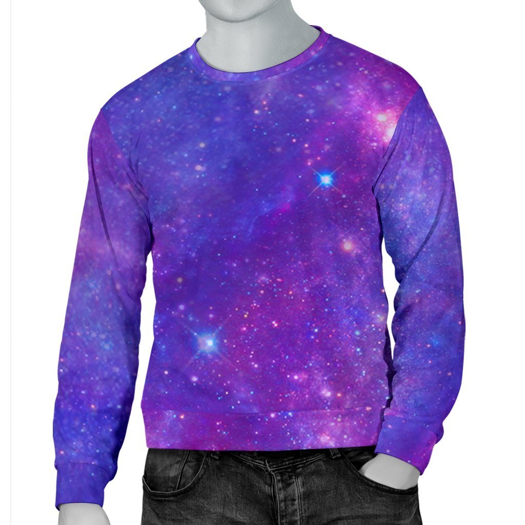 Purple Stardust Cloud Galaxy Space Print Men's Crewneck Sweatshirt GearFrost