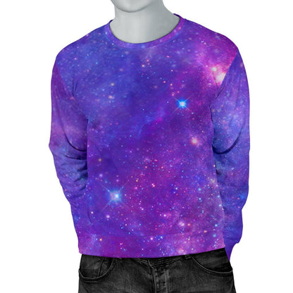 Purple Stardust Cloud Galaxy Space Print Men's Crewneck Sweatshirt GearFrost
