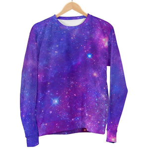 Purple Stardust Cloud Galaxy Space Print Men's Crewneck Sweatshirt GearFrost
