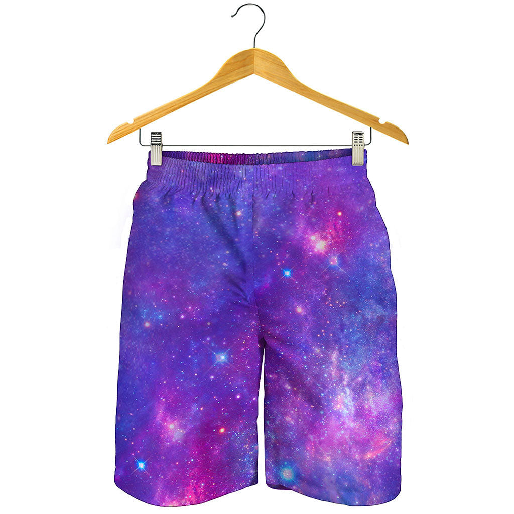 Purple Stardust Cloud Galaxy Space Print Men's Shorts
