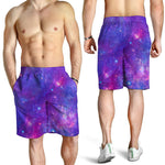 Purple Stardust Cloud Galaxy Space Print Men's Shorts