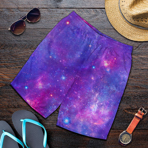 Purple Stardust Cloud Galaxy Space Print Men's Shorts