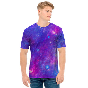 Purple Stardust Cloud Galaxy Space Print Men's T-Shirt