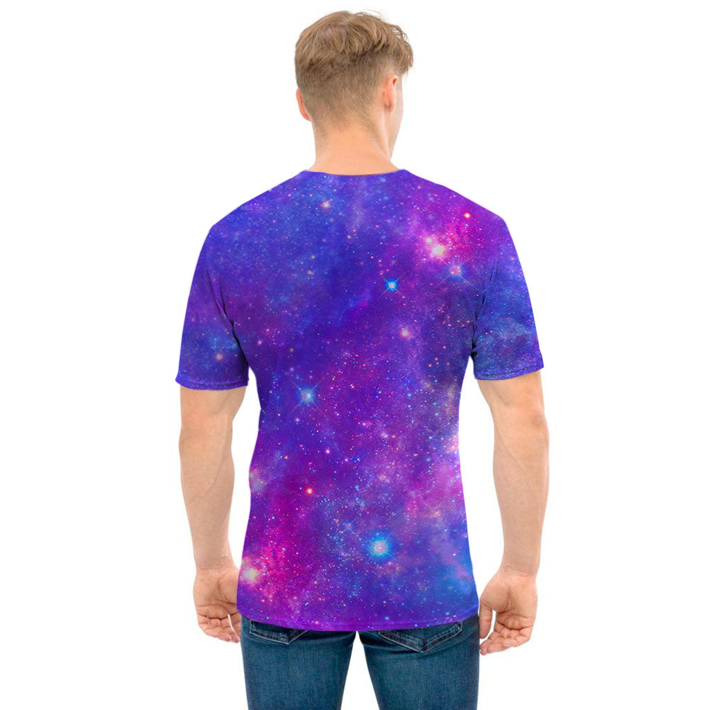 Purple Stardust Cloud Galaxy Space Print Men's T-Shirt