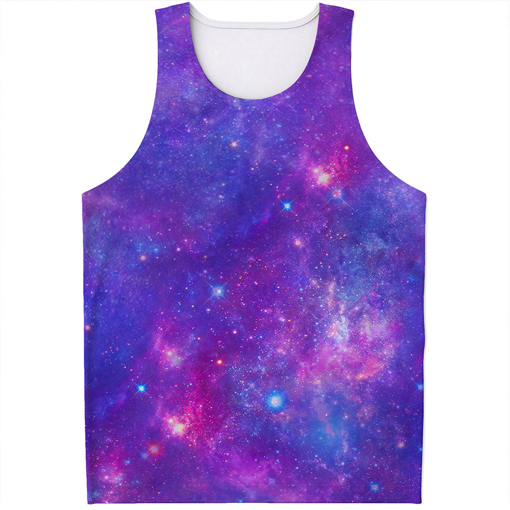 Purple Stardust Cloud Galaxy Space Print Men's Tank Top