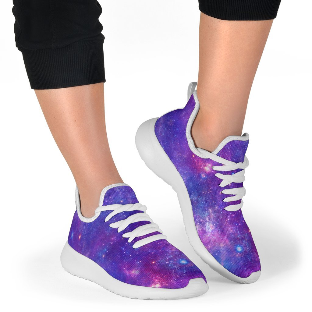 Purple Stardust Cloud Galaxy Space Print Mesh Knit Shoes GearFrost