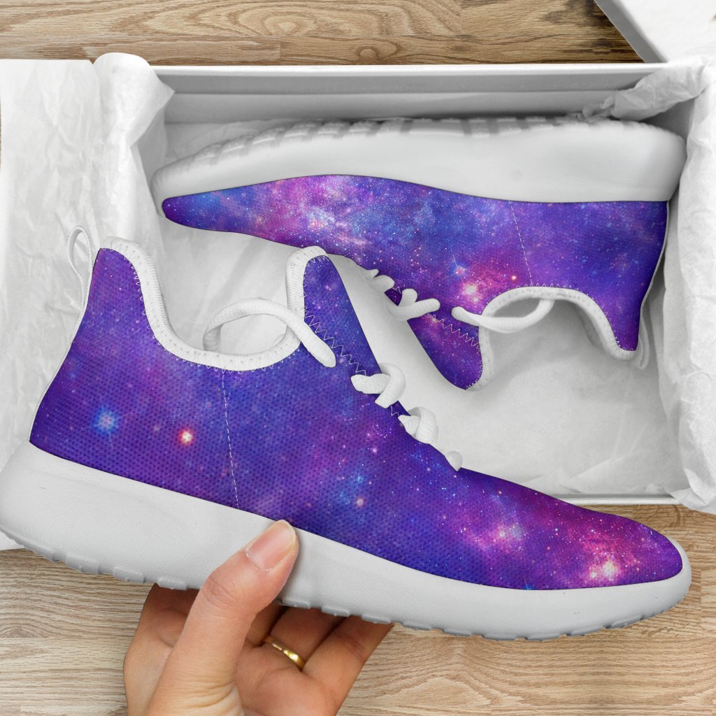 Purple Stardust Cloud Galaxy Space Print Mesh Knit Shoes GearFrost