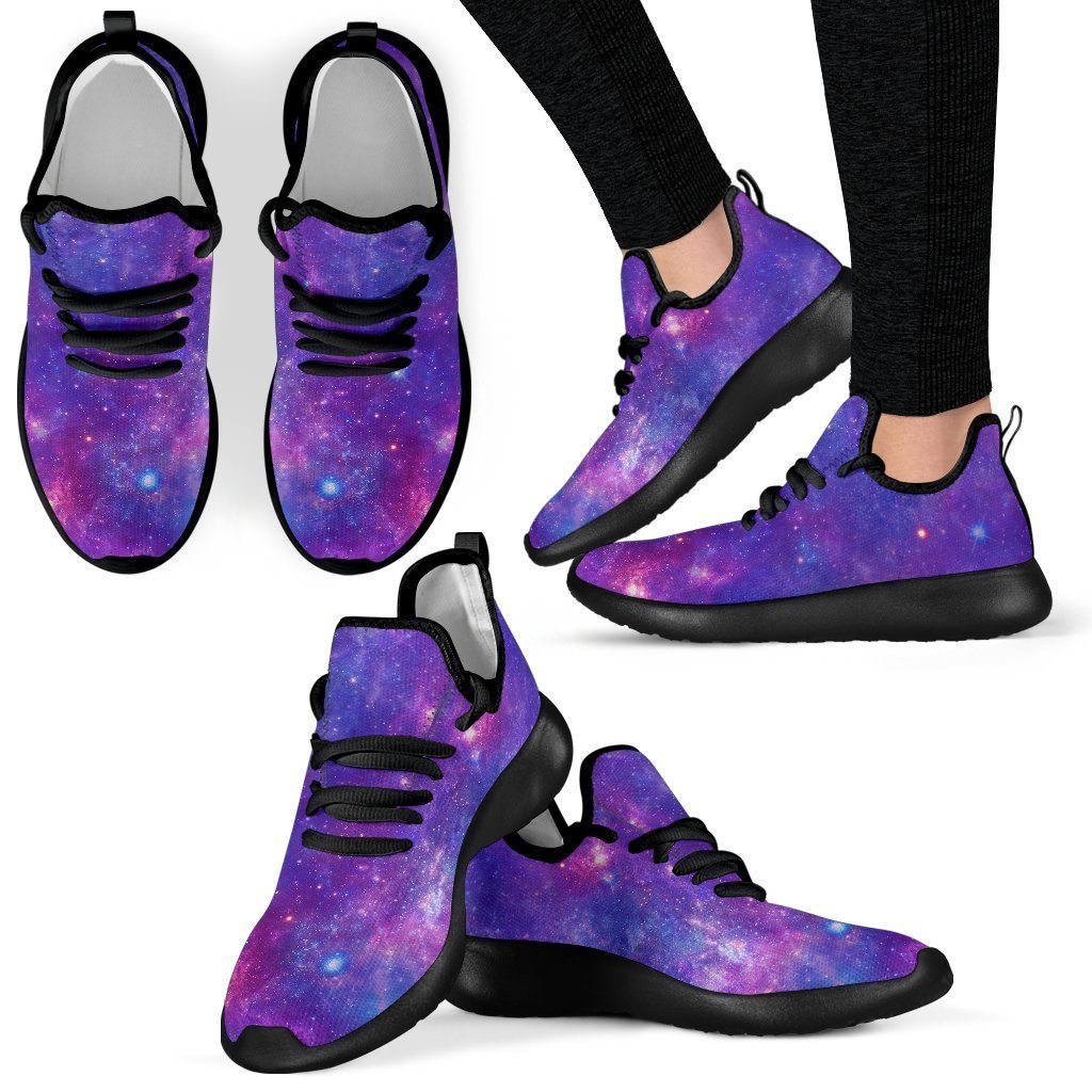 Purple Stardust Cloud Galaxy Space Print Mesh Knit Shoes GearFrost