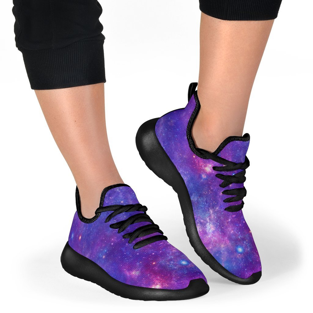 Purple Stardust Cloud Galaxy Space Print Mesh Knit Shoes GearFrost