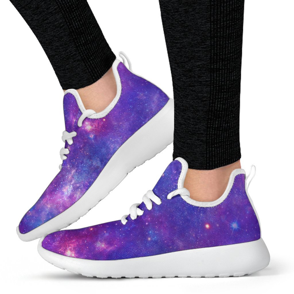 Purple Stardust Cloud Galaxy Space Print Mesh Knit Shoes GearFrost