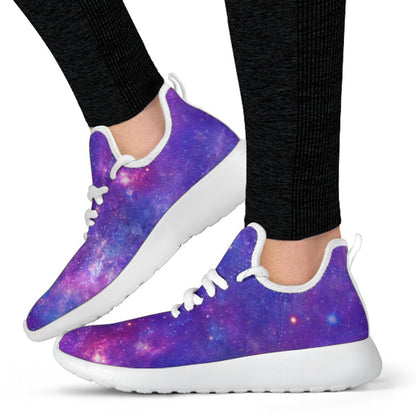 Purple Stardust Cloud Galaxy Space Print Mesh Knit Shoes GearFrost