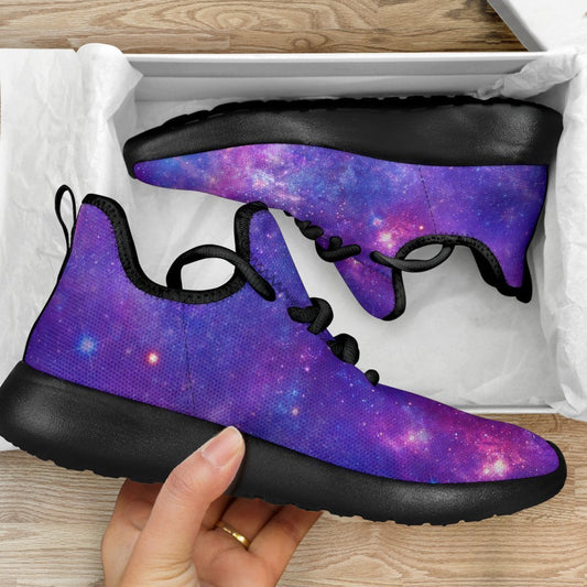 Purple Stardust Cloud Galaxy Space Print Mesh Knit Shoes GearFrost