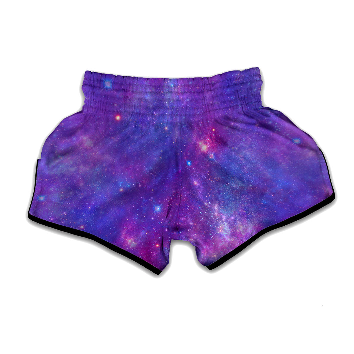 Purple Stardust Cloud Galaxy Space Print Muay Thai Boxing Shorts