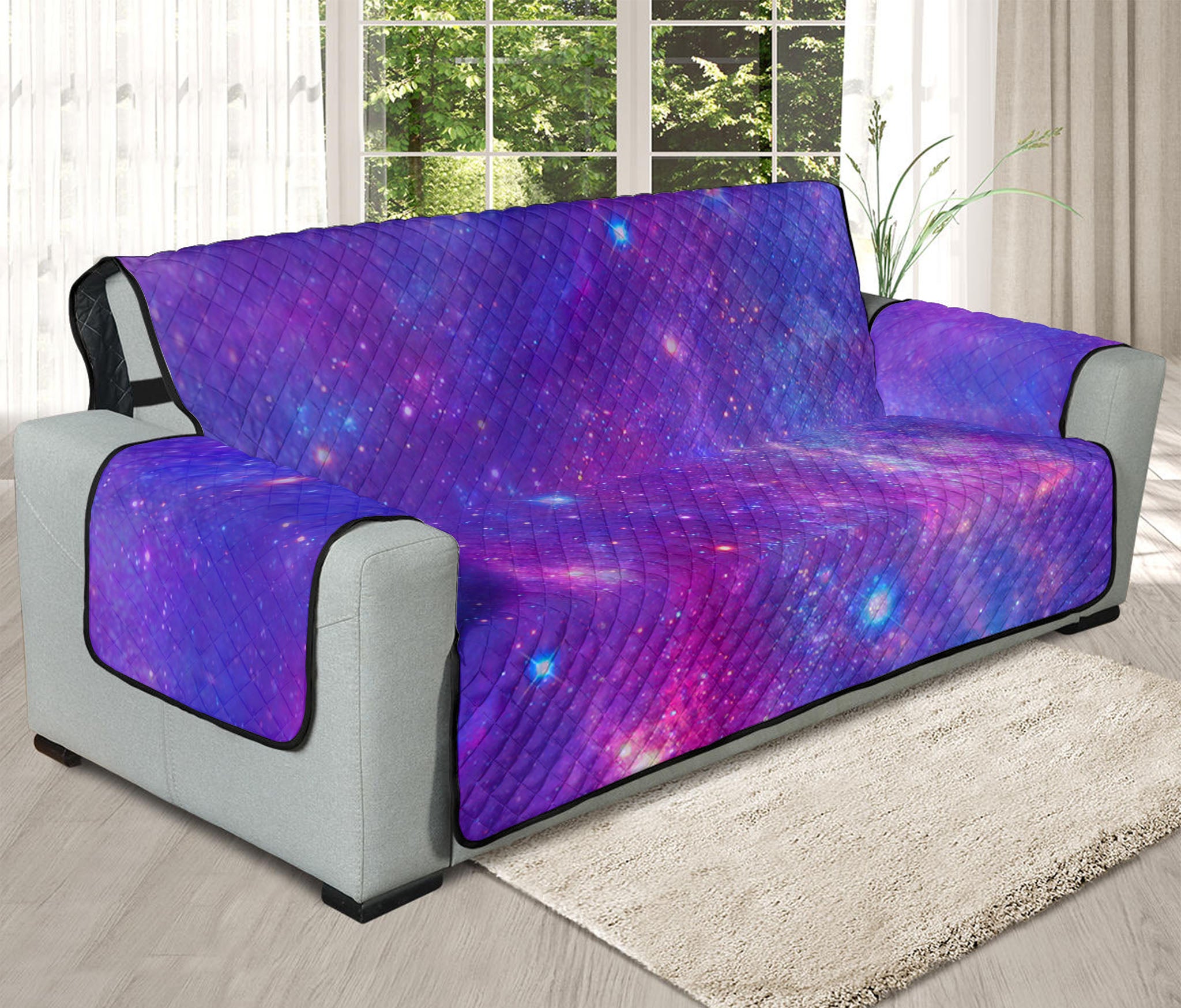 Purple Stardust Cloud Galaxy Space Print Oversized Sofa Protector